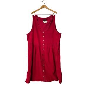 VTG Truly Yours Womens 26W Dress Corduroy Sleeveless Jumper Red Plus Size